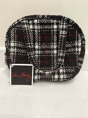 Vera Bradley Retired Tweed Canteen Handbag Black White Red Plaid NWT